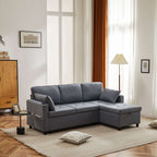 Grey L-Shaped Corner Sofa Bed | 3-Seater Pull-Out with Storage | Premium Home Decor | OFIA HOME