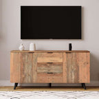 Vintage Brown TV Sideboard Cabinet – 3 Drawers & Adjustable Shelves, 140cm | Premium Home Decor | OFIA HOME