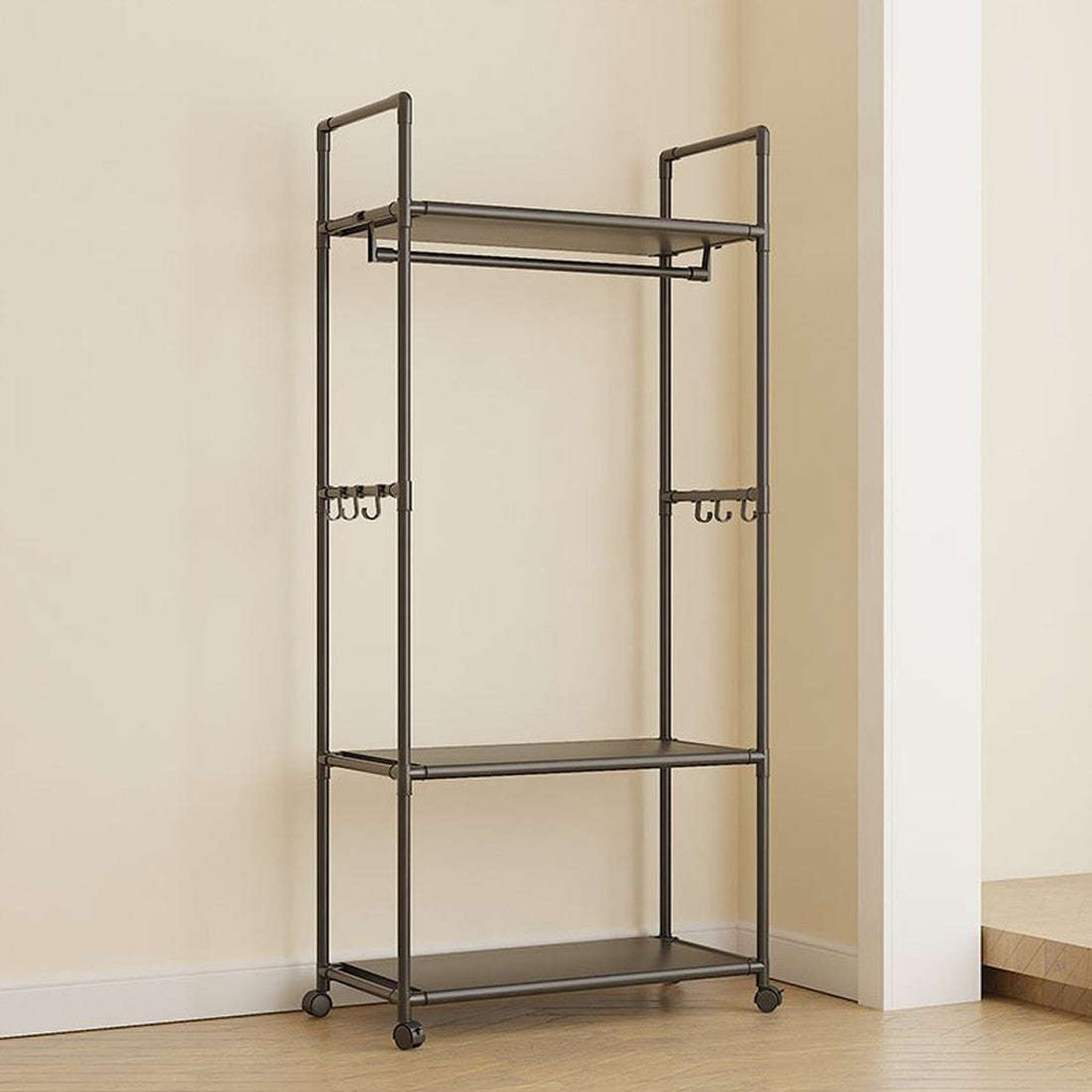 Black Multifunctional Clothes Rail & Shoe Rack | Freestanding Garment Stand with Storage Shelf | Premium Home Decor | OFIA HOME