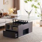Grey Lift-Up Coffee Table with 2 Drawers – Hidden Storage, 100cm | Premium Home Decor | OFIA HOME