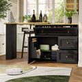 Black Extendable Bar Table with Storage | 138–204cm Telescopic | Premium Home Decor | OFIA HOME