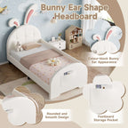 Cream Rabbit Single Bed | Bunny Ear Headboard & Footboard Pocket | Premium Home Decor | OFIA HOME
