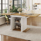 Wood Veneer Extendable Dining Table with Relief Pattern – 110cm Extends to 140cm | Premium Home Decor | OFIA HOME