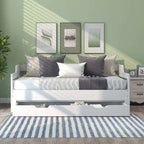 White Single Guest Sofa Bed – Pull-Out Trundle with Storage Drawer, 90x190cm | Premium Home Decor | OFIA HOME