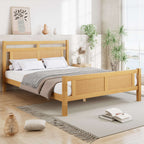Rattan Wood Double Bed Frame — Natural | Premium Home Decor | OFIA HOME