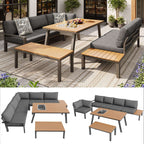 Grey Garden Lounge Set for 6–7 | Galvanised Frame, Ice Bucket Table & All-Weather Cushions | Premium Home Decor | OFIA HOME