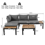 Grey L-Shaped Corner Garden Sofa Set for 4 | Thick Cushions, Wooden Table & Weather-Resistant Frame | Premium Home Decor | OFIA HOME