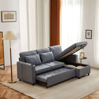 Grey L-Shaped Corner Sofa Bed | 3-Seater Pull-Out with Storage | Premium Home Decor | OFIA HOME