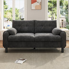 Grey Chenille 2 Seater Sofa with Side Storage Pockets | Compact | Premium Home Decor | OFIA HOME