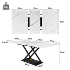 5-Piece Extendable Dining Table Set | White Marble Table & Black Velvet Chairs | Seats 4 | Premium Home Decor | OFIA HOME