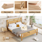 Rattan Wood Double Bed Frame — Natural | Premium Home Decor | OFIA HOME