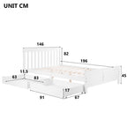 White Pine Storage Bed with Drawers | 4ft6 Double 135x190cm | Premium Home Decor | OFIA HOME