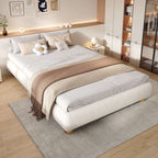 Boucle Upholstered Double Bed — Beige | Premium Home Decor | OFIA HOME