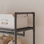 Black Multifunctional Clothes Rail & Shoe Rack | Freestanding Garment Stand with Storage Shelf | Premium Home Decor | OFIA HOME