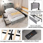 Velvet Storage Single Bed with Drawers & USB Ports — Grey | Premium Home Decor | OFIA HOME