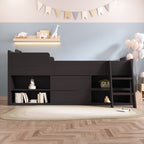 White Mid Sleeper Cabin Bed with Drawers & Shelf | 3ft 90x190cm | Premium Home Decor | OFIA HOME