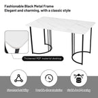 Marble Effect Dining Table 140x80cm | Black Metal Frame | Premium Home Decor | OFIA HOME