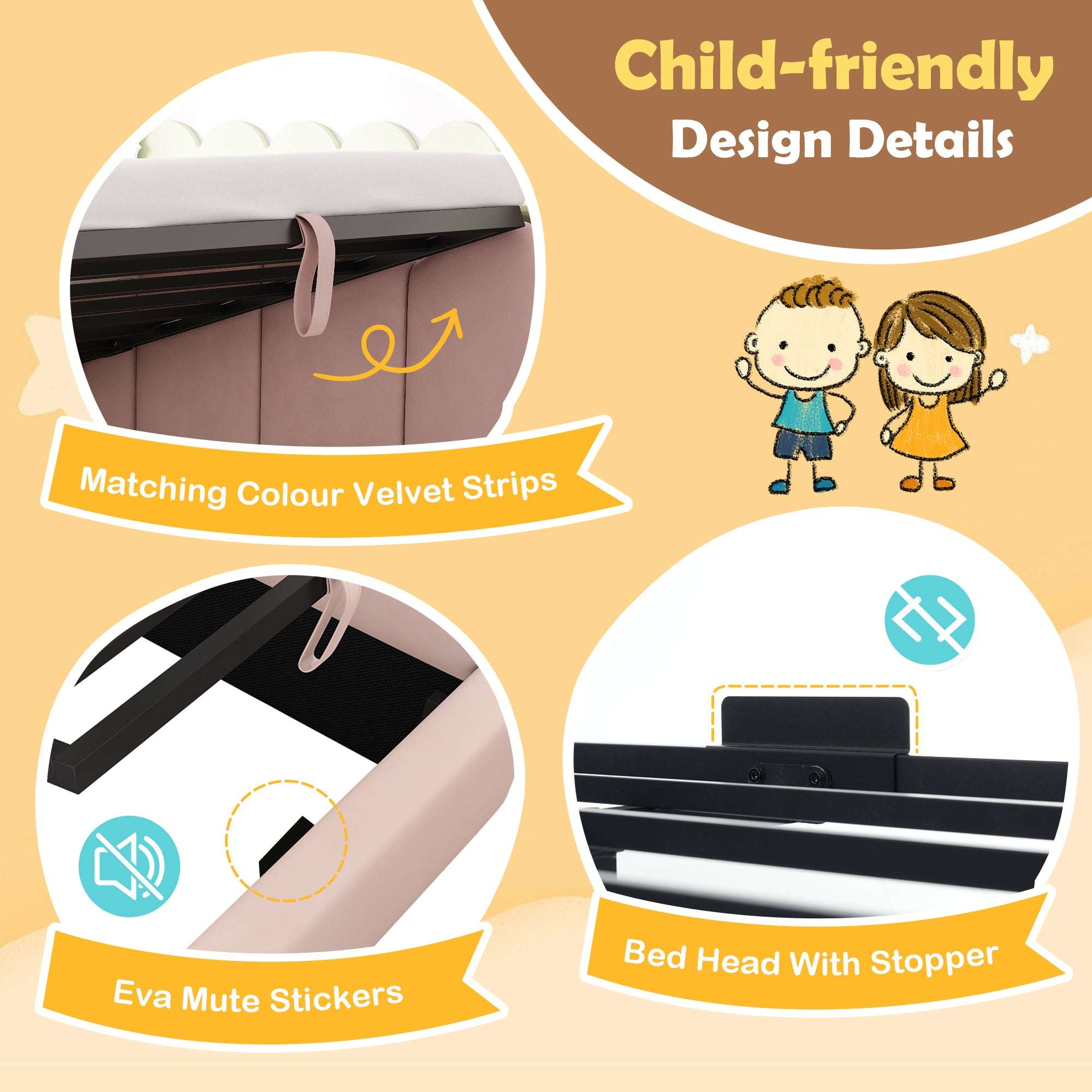 Crown Velvet Daybed with Hydraulic Storage | Single Sofa Bed 3ft 90x190cm | Children & Adults | Premium Home Decor | OFIA HOME