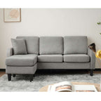 L-Shaped Corner Sofa with Chaise – 3-Seater Cotton-Linen Fabric, 166 x 118cm | Premium Home Decor | OFIA HOME