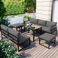 Grey Reclining Garden Lounge Set | Adjustable Backrest, All-Weather Cushions & Galvanised Frame | Premium Home Decor | OFIA HOME