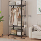 Black Multifunctional Clothes Rail & Shoe Rack | Freestanding Garment Stand with Storage Shelf | Premium Home Decor | OFIA HOME