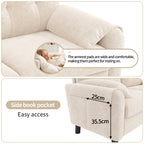 Beige Chenille 2 Seater Sofa | Pillow Armrests, Side Storage & Pocket Spring Cushions | Premium Home Decor | OFIA HOME