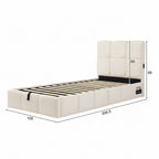 Beige Velvet Children's Storage Bed | 3ft Single with Hydraulic Lift & USB Headboard | Premium Home Decor | OFIA HOME