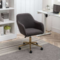 Dark Grey Teddy Fabric Swivel Office Chair | Gold Legs | Premium Home Decor | OFIA HOME