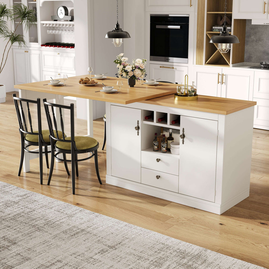 White Extendable Bar Table with Swivel & Storage – Living Room or Dining Room, 120–180cm | Premium Home Decor | OFIA HOME