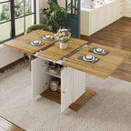 Wood Veneer Extendable Dining Table with Relief Pattern – 110cm Extends to 140cm | Premium Home Decor | OFIA HOME