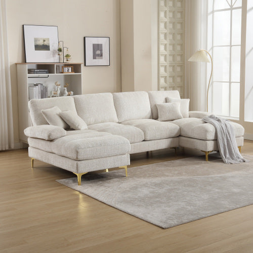 Modular Sectional Sofa with Double Chaise – Chenille Fabric Corner Sofa for Living Room | Premium Home Decor | OFIA HOME