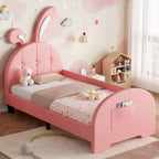 Pink Rabbit Single Bed | Bunny Ear Headboard & Footboard Pocket | Premium Home Decor | OFIA HOME