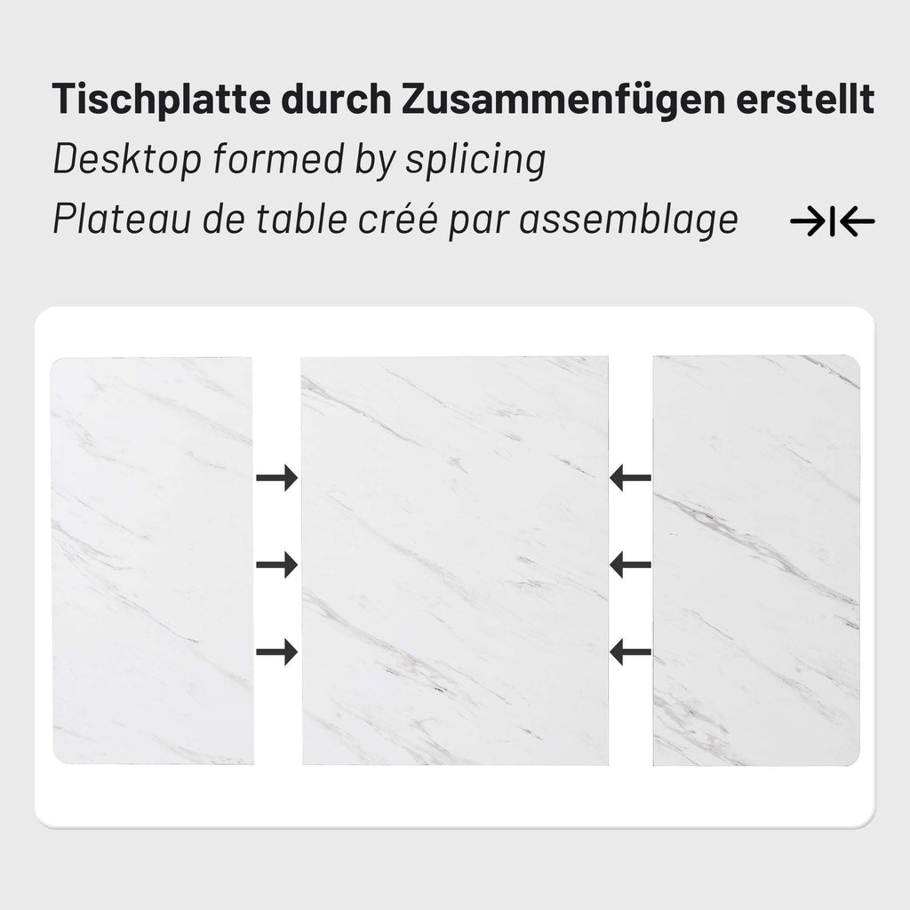 Marble Effect Dining Table 140x80cm | Black Metal Frame | Premium Home Decor | OFIA HOME