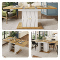 Wood Veneer Extendable Dining Table with Relief Pattern – 110cm Extends to 140cm | Premium Home Decor | OFIA HOME