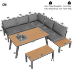 Grey Garden Lounge Set for 6–7 | Galvanised Frame, Ice Bucket Table & All-Weather Cushions | Premium Home Decor | OFIA HOME