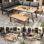 Grey Garden Lounge Set for 6–7 | Galvanised Frame, Ice Bucket Table & All-Weather Cushions | Premium Home Decor | OFIA HOME