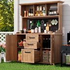 Wooden Garden Cabinet – Solid Fir Wood Tool Storage with Drawers, Compartments & Metal Pegboard | Premium Home Decor | OFIA HOME