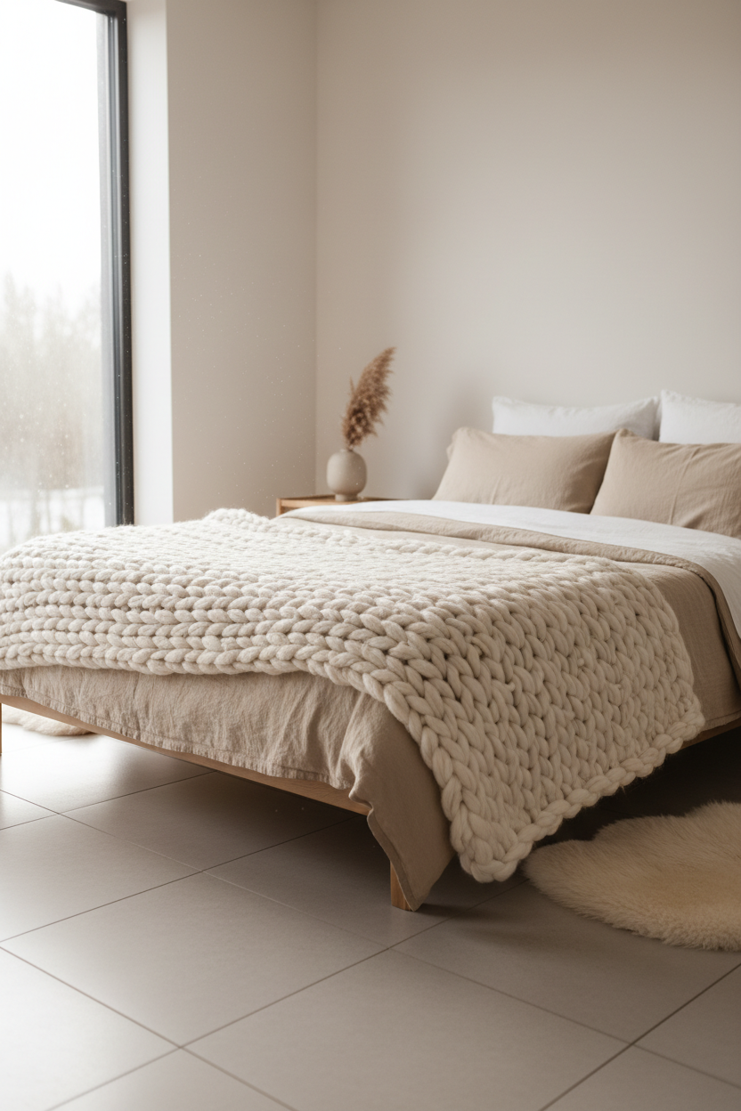 Blanket draped over a bed