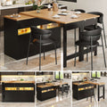 Extendable Bar Table with LED Lighting & Swivel – Kitchen Island with Storage, 120–180cm | Premium Home Decor | OFIA HOME