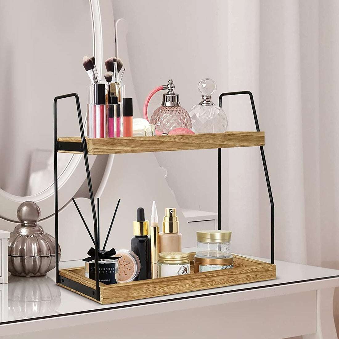 2-Tier Wooden Shelving Unit – Minimal Plant & Book Stand | Premium Home Decor | OFIA HOME