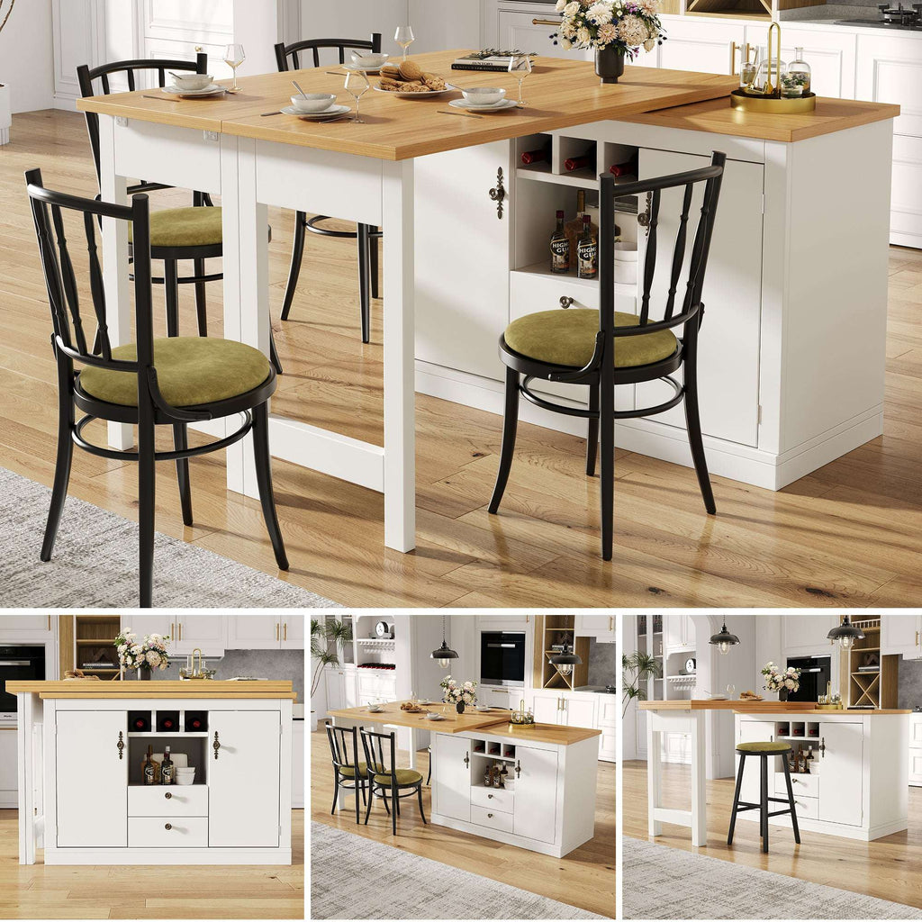White Extendable Bar Table with Swivel & Storage – Living Room or Dining Room, 120–180cm | Premium Home Decor | OFIA HOME