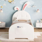 Cream Rabbit Single Bed | Bunny Ear Headboard & Footboard Pocket | Premium Home Decor | OFIA HOME