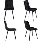 Black Marble Effect Dining Table & 4 Velvet Chairs | 117x68cm | Premium Home Decor | OFIA HOME