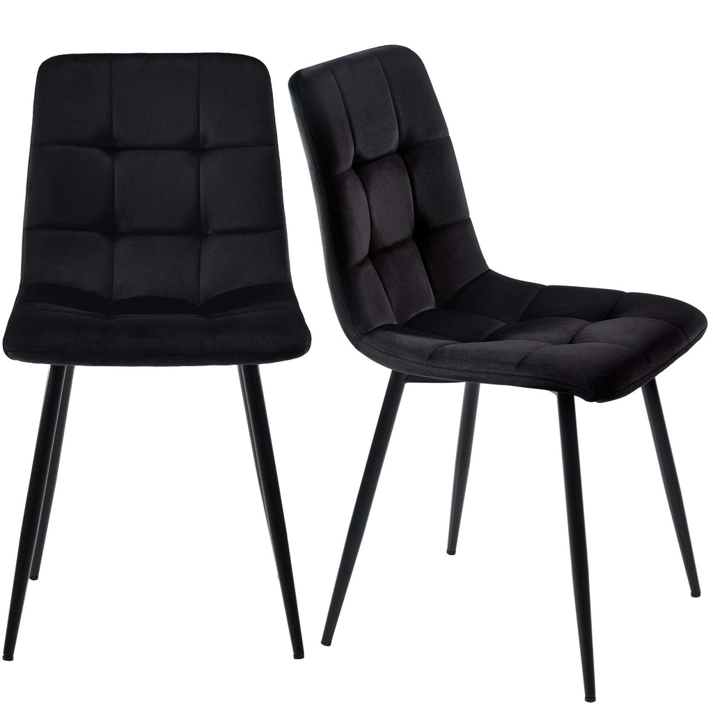 Black Marble Effect Dining Table & 4 Velvet Chairs | 117x68cm | Premium Home Decor | OFIA HOME