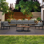 Modular Outdoor Sofa Set | Galvanized Iron Frame, Washable Cushions & Acacia Wood Tables | Premium Home Decor | OFIA HOME