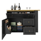 Black Extendable Bar Table with Storage | 138–204cm Telescopic | Premium Home Decor | OFIA HOME