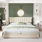 Cream Velvet Super King Storage Bed – Ottoman Storage, 180x200cm | Premium Home Decor | OFIA HOME