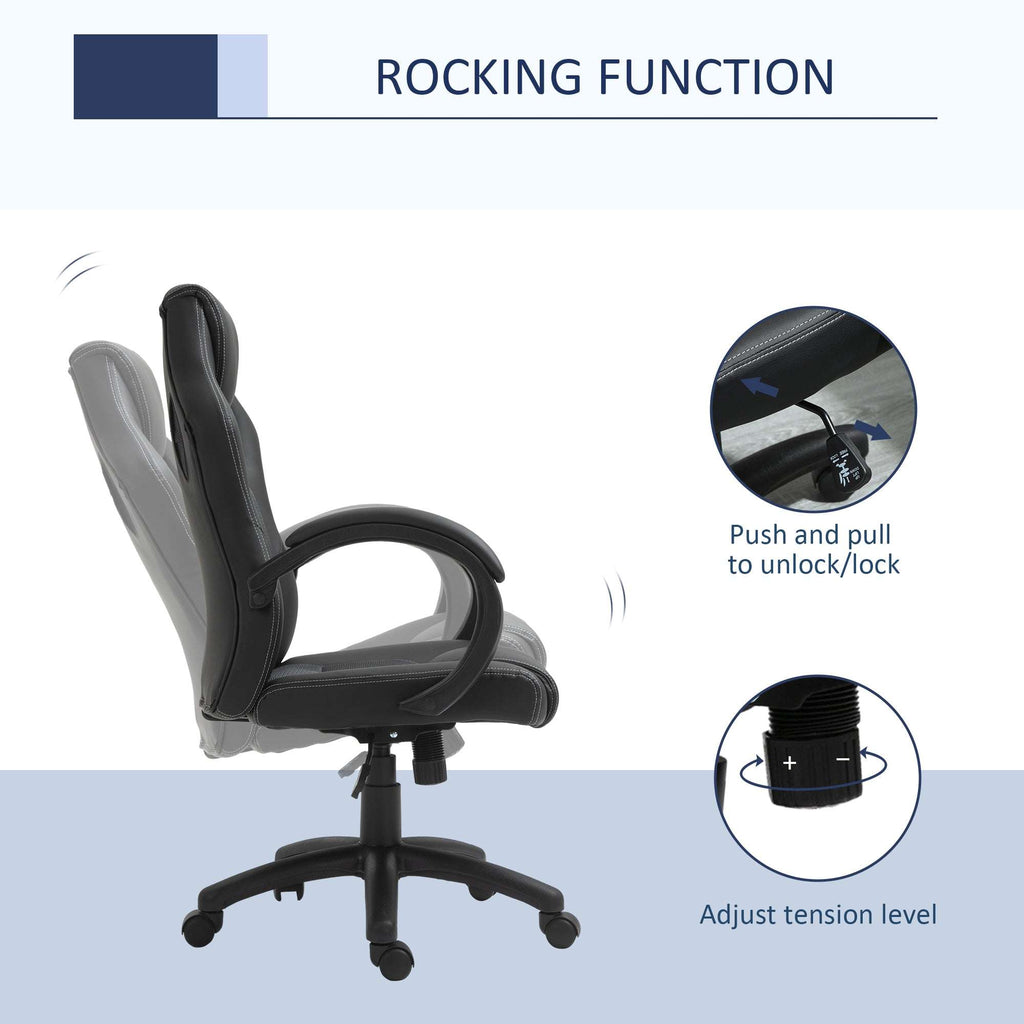 Faux Leather Swivel Office Chair | Armrests & Castors | Premium Home Decor | OFIA HOME