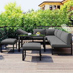 Grey Reclining Garden Lounge Set | Adjustable Backrest, All-Weather Cushions & Galvanised Frame | Premium Home Decor | OFIA HOME