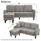L-Shaped Corner Sofa with Chaise – 3-Seater Cotton-Linen Fabric, 166 x 118cm | Premium Home Decor | OFIA HOME